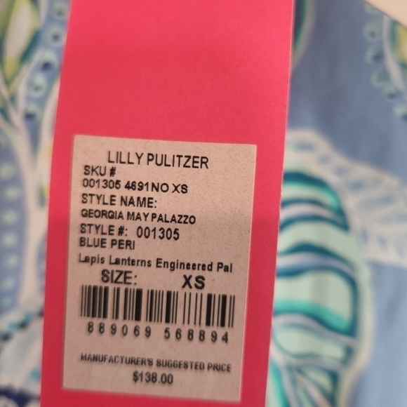 New Lilly Pulitzer Georgia May Palazzo Pants Blue Peri XS - Picture 7 of 7